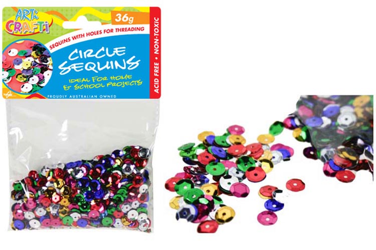 Sequin Craft 8mm Bright Cols 36gm